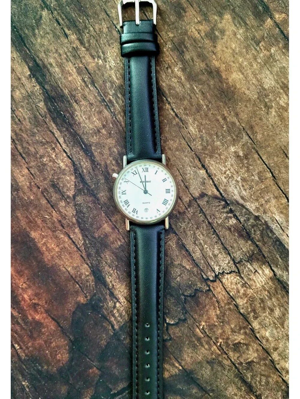 Rare Beuchat Entract French 10 Oclock Crown Roman Dial Watch